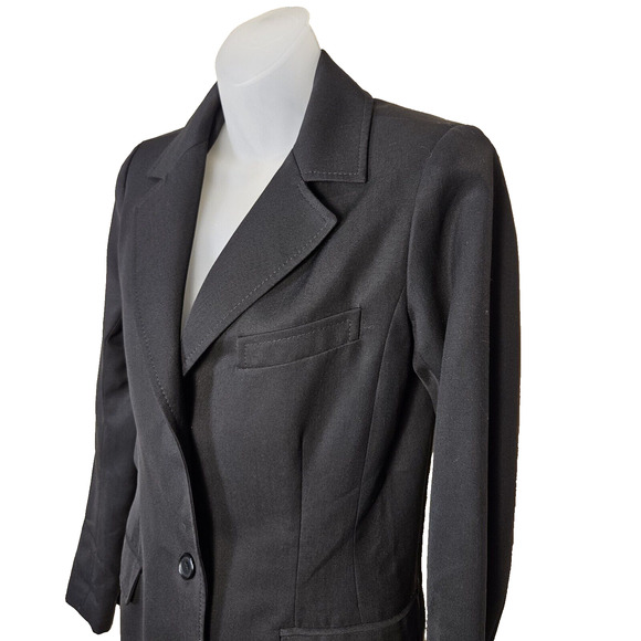 SMYTHE Blazer Designer Jacket Size 4 Small Satin Wool Black Business Casual Work - Picture 4 of 13